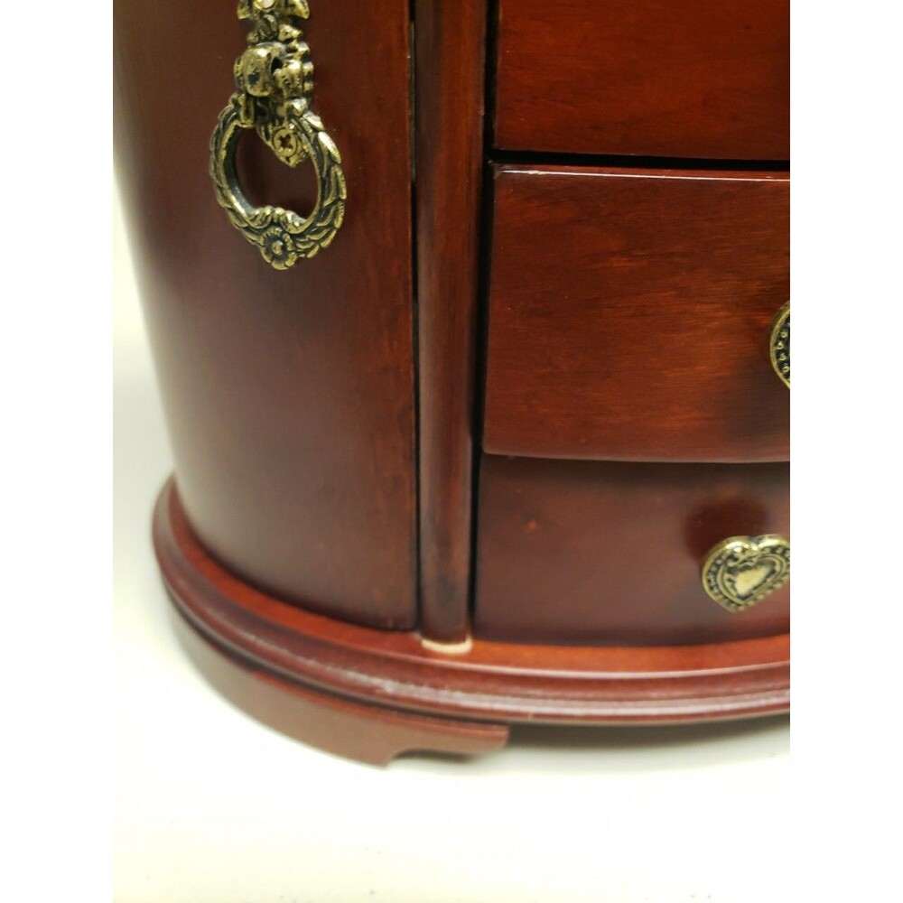 Vintage Mele & Co Wood Jewelry Box Mahogany Double Sided Drawers 9"Hx10L wMirror - Picture 12 of 16